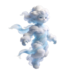 Ícone de personagem espírito das nuvens - mascote do clima 3D caprichoso