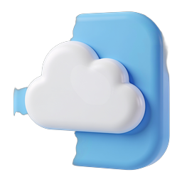 3D Cloud Storage App Icon - Blue Square Design