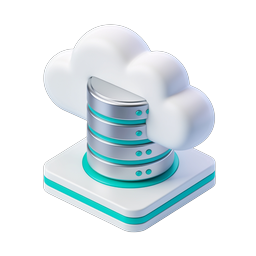 3D Cloud Sync Database Icon - Cloud Computing Technology