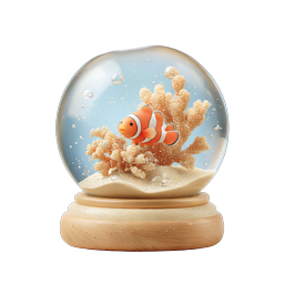 Clownfish Snow Globe Icon - Underwater Clay Art