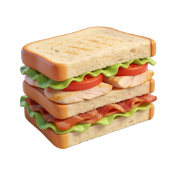 3D Club Sandwich Food Icon - Appetizing Meal