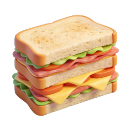 3D Club Sandwich Icon - Fresh Layered Food Illustration