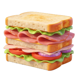 3D Club Sandwich Icon with Fresh Ingredients