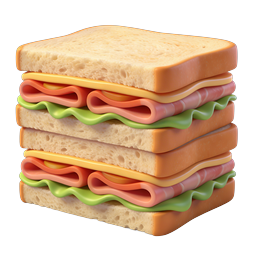 Realistic Club Sandwich 3D Icon for Food & Menu Design