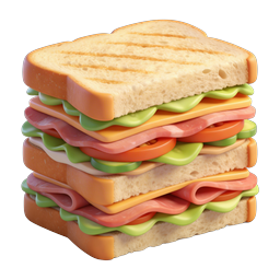 Stacked Club Sandwich Icon - 3D Food Illustration