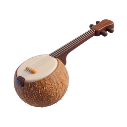 Coconut Ukulele Instrument Icon | Tropical Musical 3D
