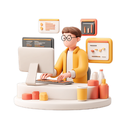 3D Coding Person Icon for Tech Projects