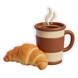 Coffee and Croissant Breakfast Icon - Cafe PNG