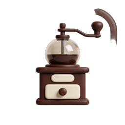Vintage Coffee Grinder Icon - 3D Clay Style