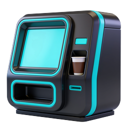 Coffee Vending Machine Icon - Modern 3D Design