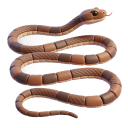 Coiled Brown Snake 3D Icon | Wildlife Reptile Design
