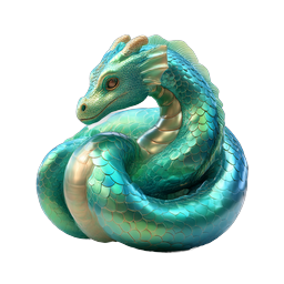 Coiled Dragon 3D Icon - Mythical Fantasy Creature
