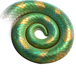 Coiled Green and Gold Snake Icon | Realistic Reptile