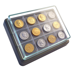 Coin Collection Display Tray Icon - Numismatic Treasure