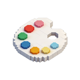 Icono de paleta de colores isométrica - Diseño 3D Voxel Art