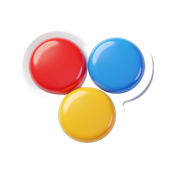 Bunte glänzende 3D-Buttons-Icons - Rot, Blau & Gelb