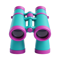 Colorful 3D Binoculars Icon - Teal & Magenta Design