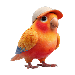Colorful Bird Icon with Cap - Playful Digital Asset
