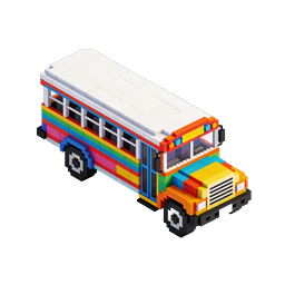 Colorful Block Bus Icon - Isometric 3D Toy Vehicle