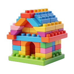 Colorful Building Blocks House Icon - 3D Toy Design