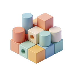 Pastel Building Blocks 3D Icon | Colorful Cube Stack