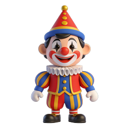 Colorful 3D Clown Character Icon - Fun Party Mascot