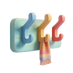 Colorful Coat Hook Rack - Turquoise Wall Mount