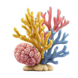 Colorful Coral Reef 3D Illustration - Marine Life Icon