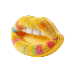 Icona 3D di labbra pelose colorate - Design Pop Art vibrante