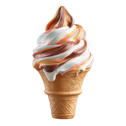 Colorful Swirl Ice Cream Cone Icon - Realistic Dessert