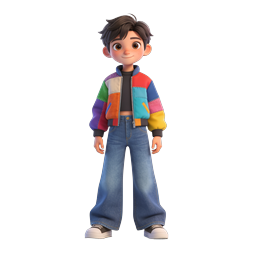 Colorful Jacket Boy 3D Cartoon Character Icon