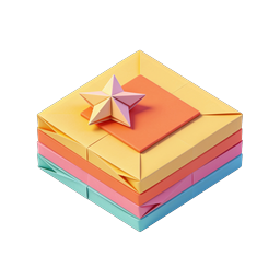 Colorful Paper Stack 3D Isometric Icon with Origami Star