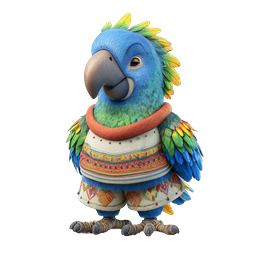 Colorful Parrot Character 3D Icon - Tropical Bird Mascot
