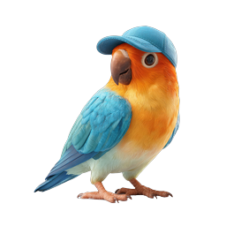 Colorful Parrot Icon with Blue Cap - Playful Design