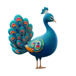 Цветная иконка павлина - 3D-дизайн дикой природы