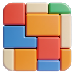 Colorful 3D Puzzle Blocks Icon - Glossy Clay Style