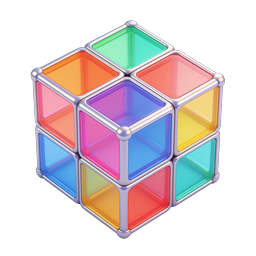 Colorful Puzzle Cube Icon - 3D Rendered Glossy Design