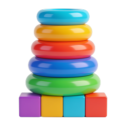 Icona giocattolo impilabile ad anelli colorati - Render 3D