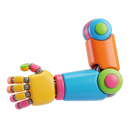 Ícone de Braço Robótico 3D Colorido - Tecnologia de IA