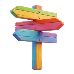 Colorful Wooden Signpost 3D Icon for Navigation