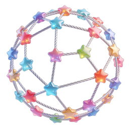 Colorful Star Sphere 3D Icon - Festive Decorative Ball