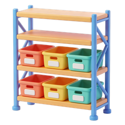 Colorful Storage Shelf Icon for Home Organization
