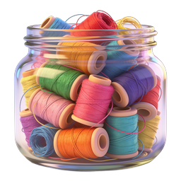 Colorful Thread Jar Icon - Sewing Supplies 3D Illustration