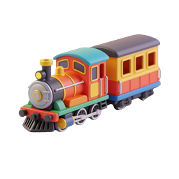 Colorful Toy Train Icon - 3D Clay Style Transportation
