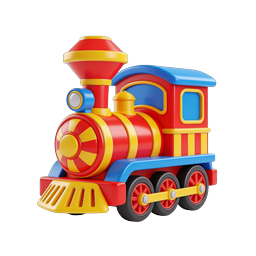 Colorful Toy Train Icon - 3D Clay Style Locomotive
