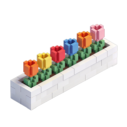 Colorful Tulips in Brick Planter | 3D Isometric Icon