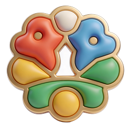 Colorful Wheel Medallion 3D Icon - Vibrant Toy Design