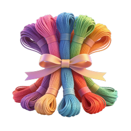 Colorful Yarn Bundle with Ribbon Bow Icon