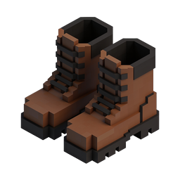 Combat Boots Isometric Voxel Icon for Gaming & Apps