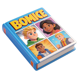 Icono de cómic 3D con personajes de dibujos animados